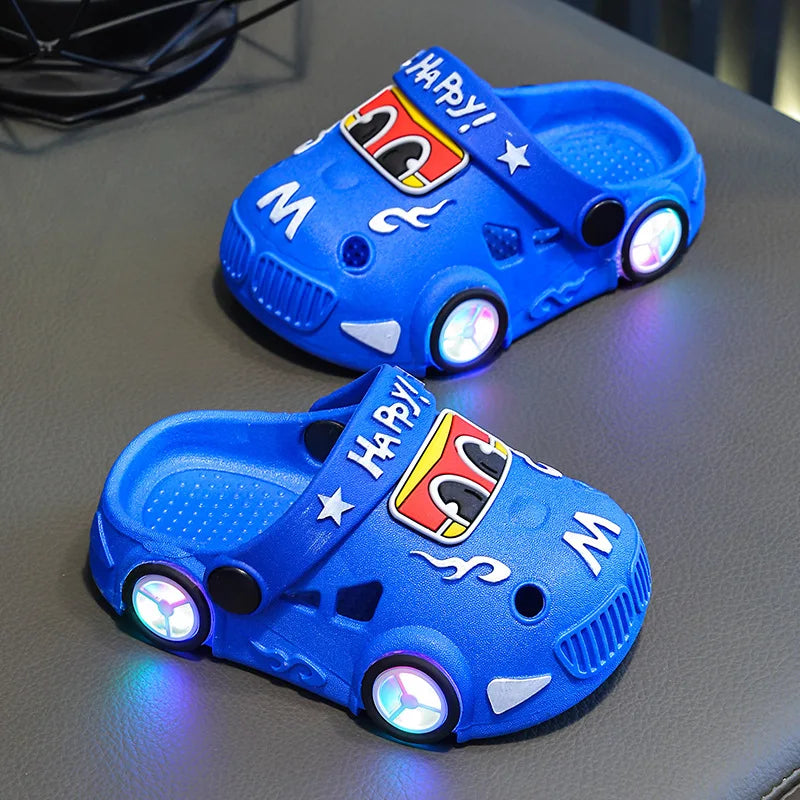 Kids Car Slippers with Light-Up Wheels