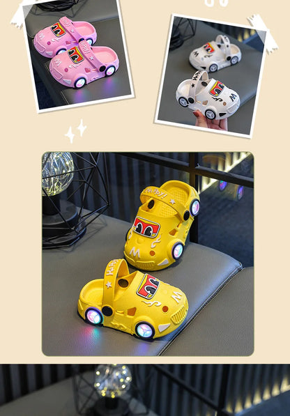 Kids Car Slippers with Light-Up Wheels