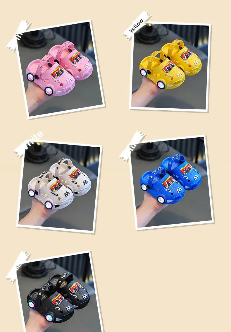 Kids Car Slippers with Light-Up Wheels
