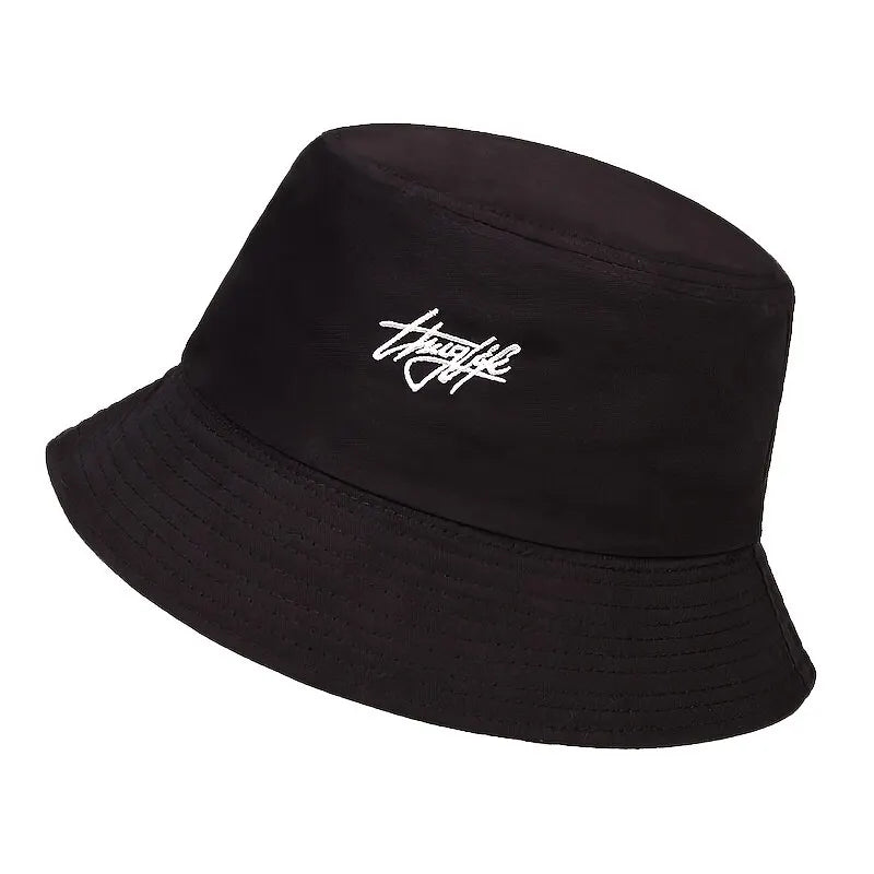 Unisex Letter Embroidery Bucket Hat – Outdoor Cap | Multiple Colors