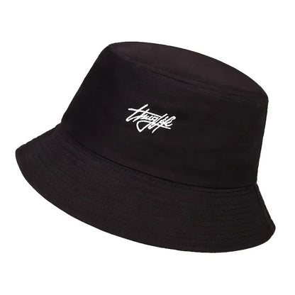 Unisex Letter Embroidery Bucket Hat – Outdoor Cap | Multiple Colors