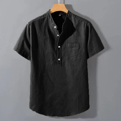 Camisa Hombre Manga Corta Cuello Mao"