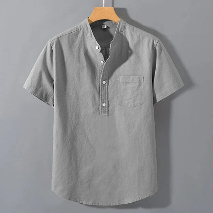 Camisa Hombre Manga Corta Cuello Mao"