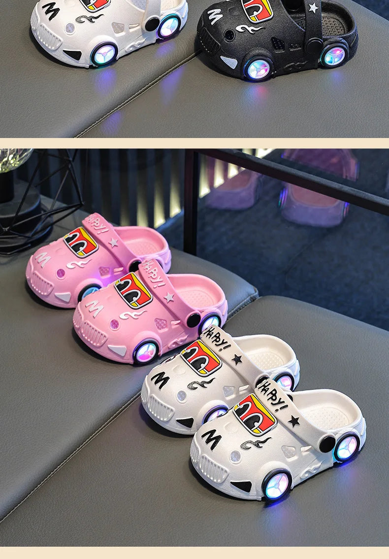 Kids Car Slippers with Light-Up Wheels