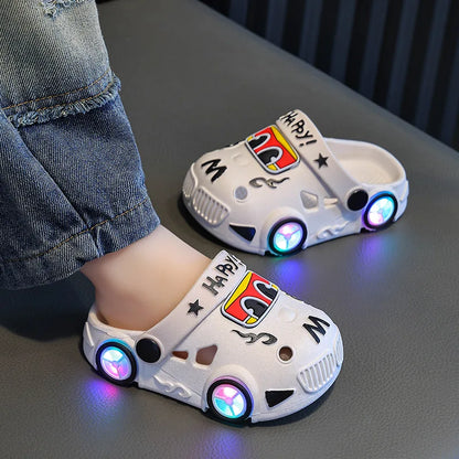 Kids Car Slippers with Light-Up Wheels