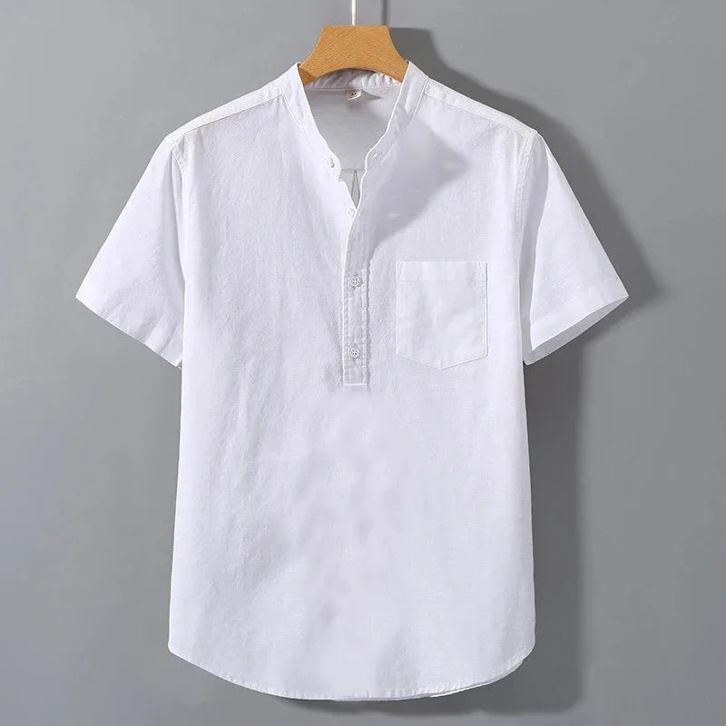 Camisa Hombre Manga Corta Cuello Mao"