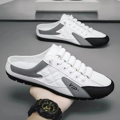 Men's Half Slippers – Soft Sole | Breathable Mesh | Sizes 39-44 | White, Gray, Black