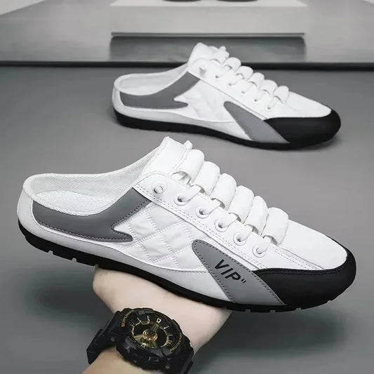 Men's Half Slippers – Soft Sole | Breathable Mesh | Sizes 39-44 | White, Gray, Black