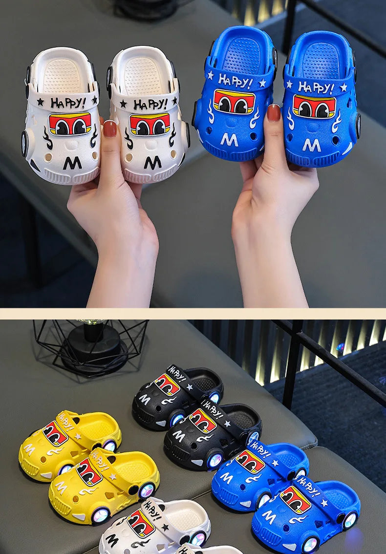 Kids Car Slippers with Light-Up Wheels