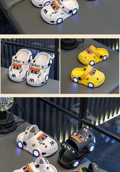 Kids Car Slippers with Light-Up Wheels