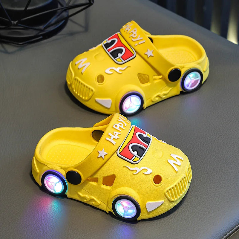 Kids Car Slippers with Light-Up Wheels
