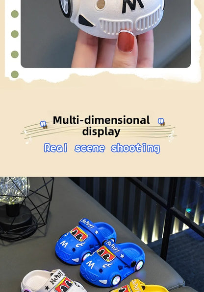 Kids Car Slippers with Light-Up Wheels