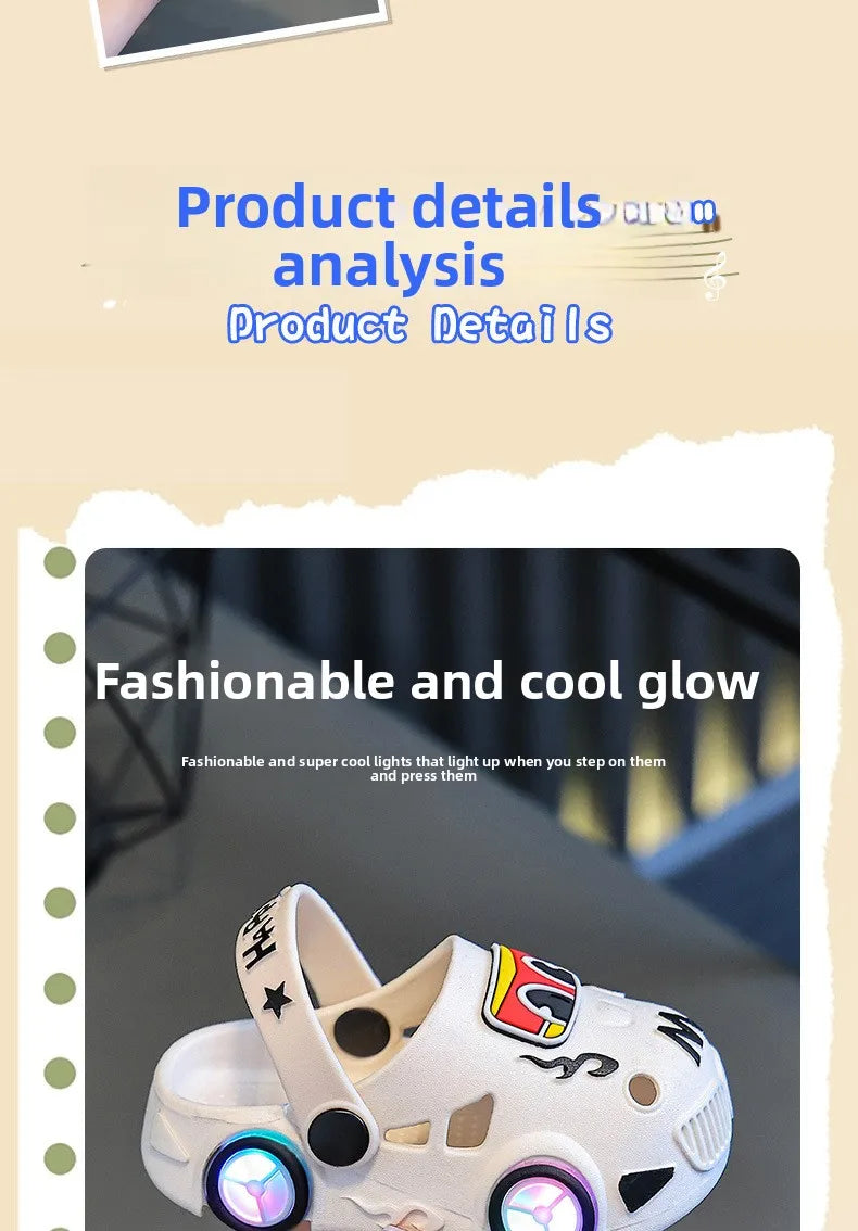 Kids Car Slippers with Light-Up Wheels