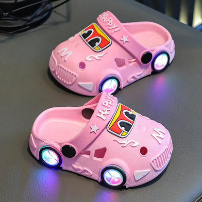 Kids Car Slippers with Light-Up Wheels