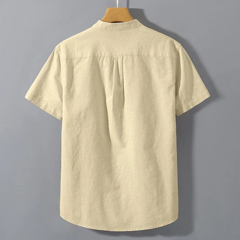Camisa Hombre Manga Corta Cuello Mao"