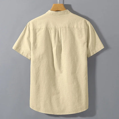 Camisa Hombre Manga Corta Cuello Mao"