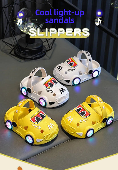 Kids Car Slippers with Light-Up Wheels
