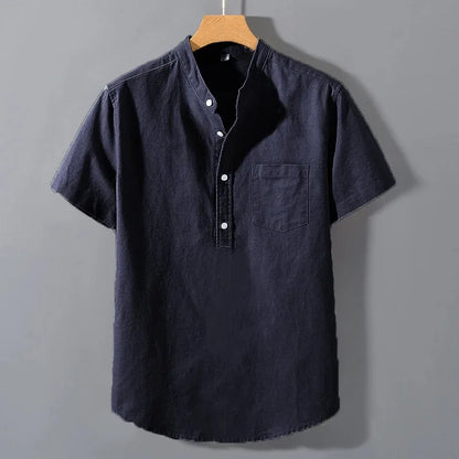 Camisa Hombre Manga Corta Cuello Mao"