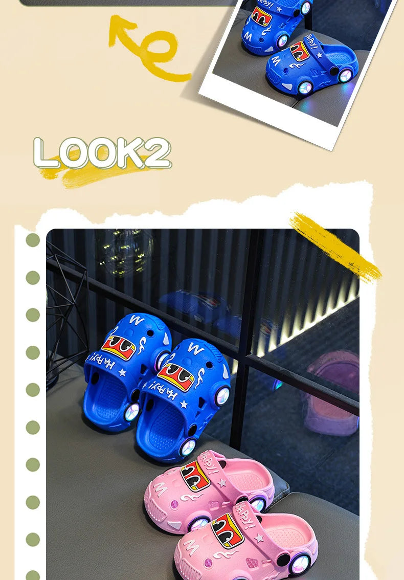 Kids Car Slippers with Light-Up Wheels