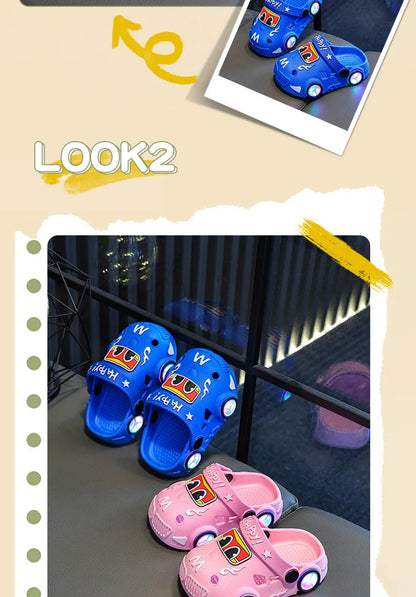 Kids Car Slippers with Light-Up Wheels