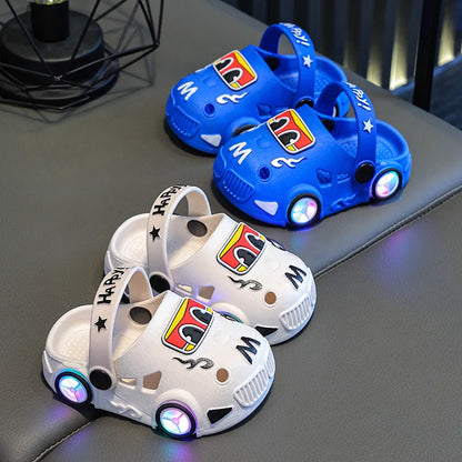 Kids Car Slippers with Light-Up Wheels