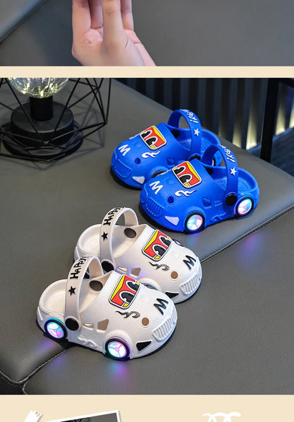 Kids Car Slippers with Light-Up Wheels