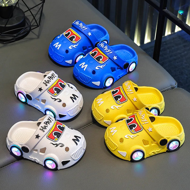 Kids Car Slippers with Light-Up Wheels