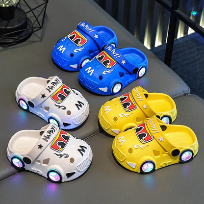 Kids Car Slippers with Light-Up Wheels