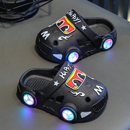 Kids Car Slippers with Light-Up Wheels