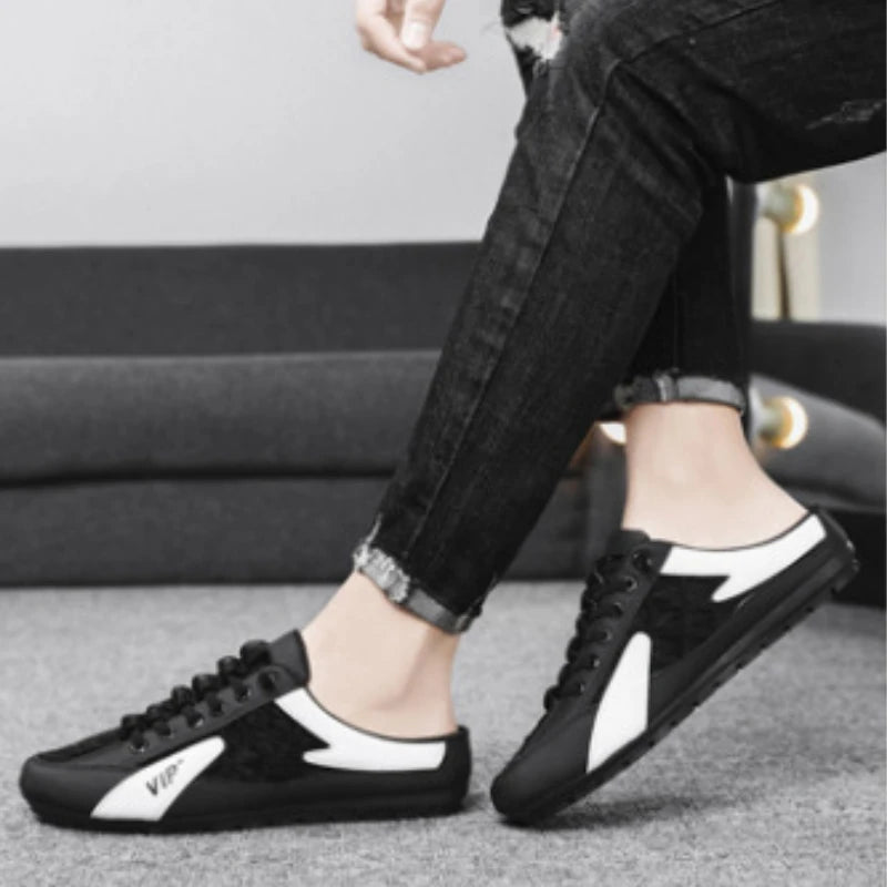 Men's Half Slippers – Soft Sole | Breathable Mesh | Sizes 39-44 | White, Gray, Black