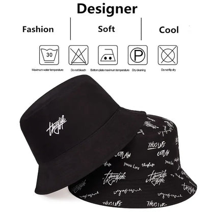 Unisex Letter Embroidery Bucket Hat – Outdoor Cap | Multiple Colors
