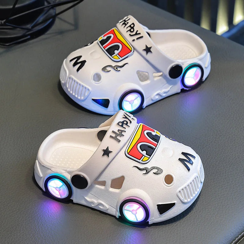 Kids Car Slippers with Light-Up Wheels