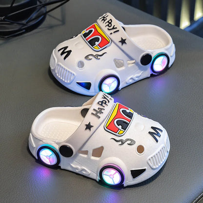 Kids Car Slippers with Light-Up Wheels