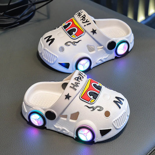 Kids Car Slippers with Light-Up Wheels